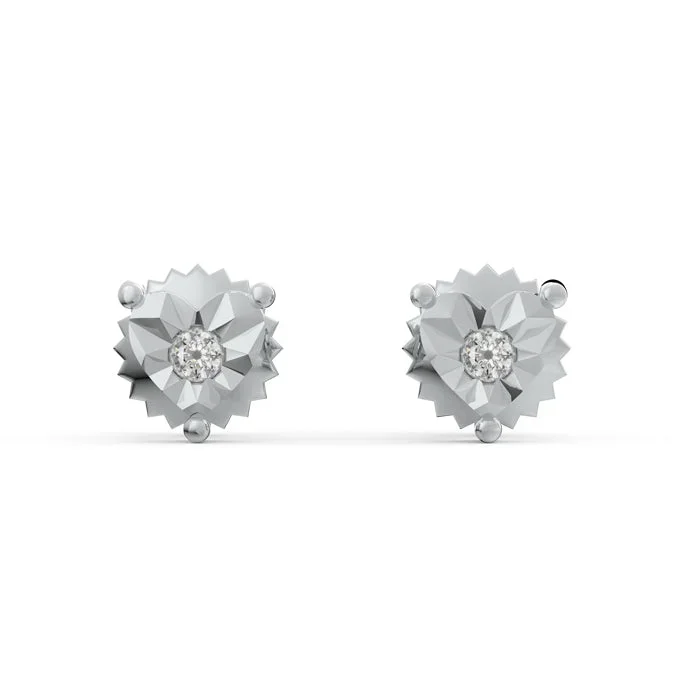Heart Solitare 925 Sterling Silver Lab Grown Diamond Stud Earrings