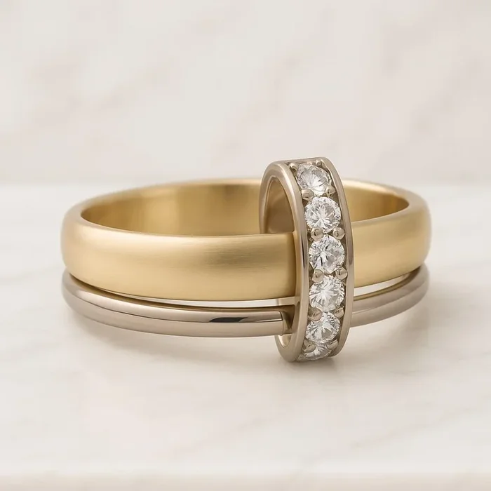 Heavy Fit Two Tone Linked Connector Ring