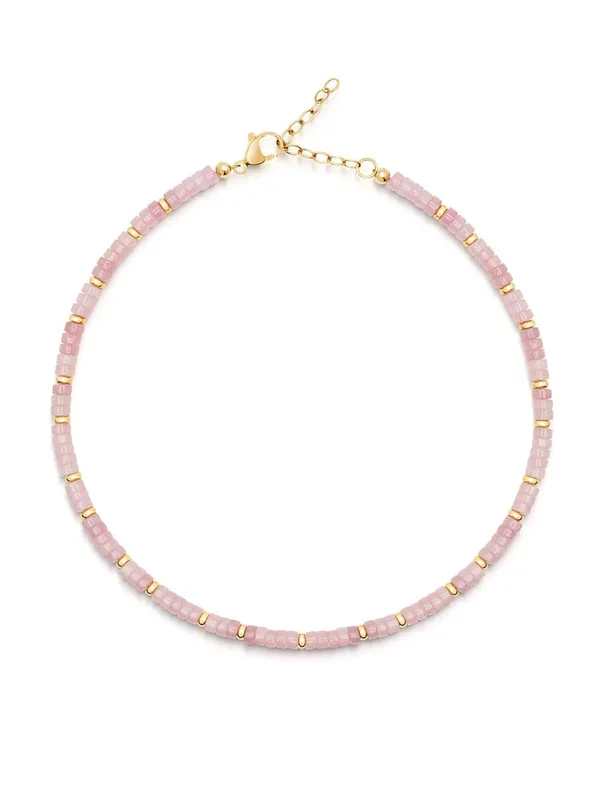 Heishi Rose Quartz Choker with Gold