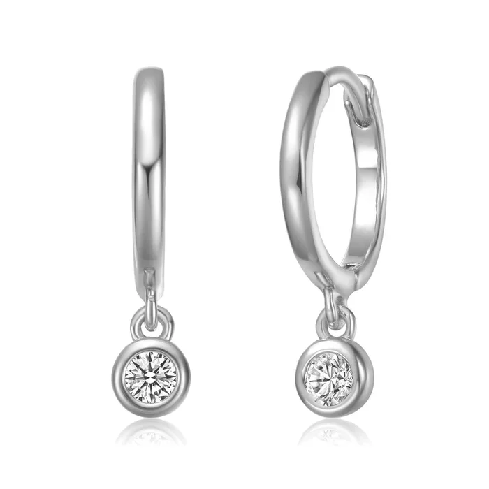 Heléne Lab Created Couture Moissanite Solitaire Hoop Earrings