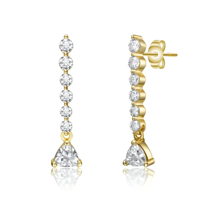 Helène Moissanite Linear Triangle Journey Earrings