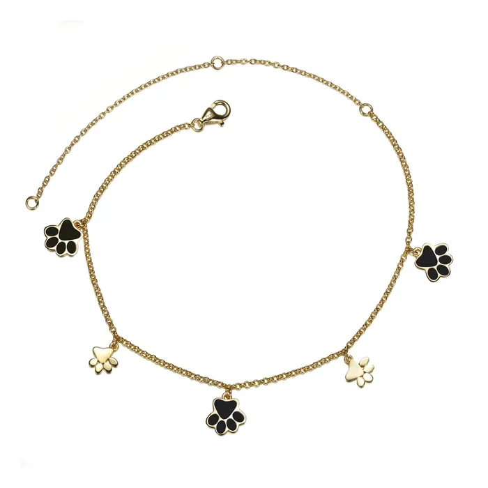 Helene Puppy Paw Dangle Charm Anklet