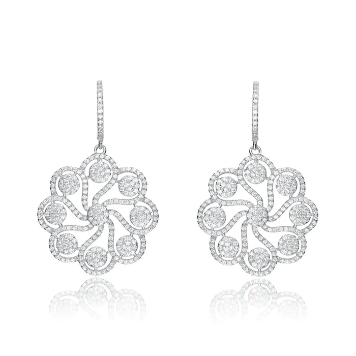 Helene Round Flower Drop Earrings
