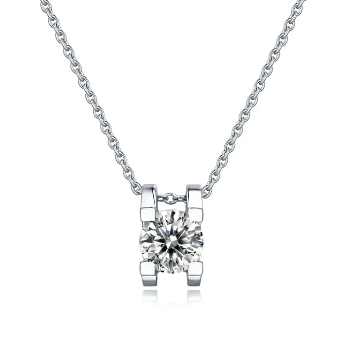 Helene Round Solitaire Moissanite Pendant Necklace
