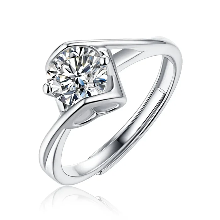 Helene Solitaire Bypass Moissanite Twist Ring