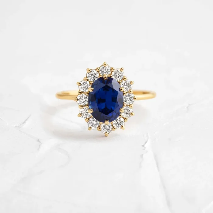 Helio Ring, Oval Cut Blue Sapphire