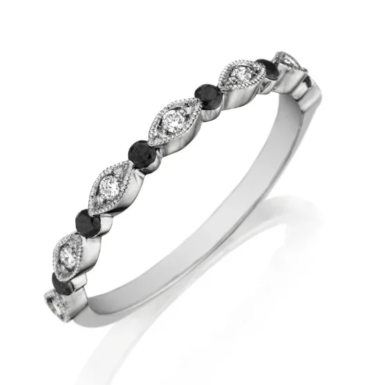 Henri Daussi Half Anniversary Diamond Wedding Ring in 14K White Gold (0.08ctw)