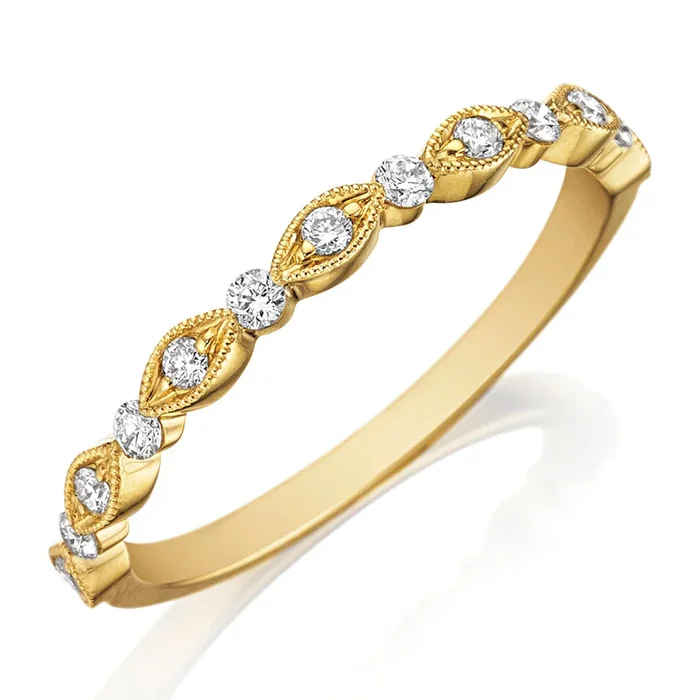 Henri Daussi Half Anniversary Diamond Wedding Ring in 14K Yellow Gold (0.20ctw)