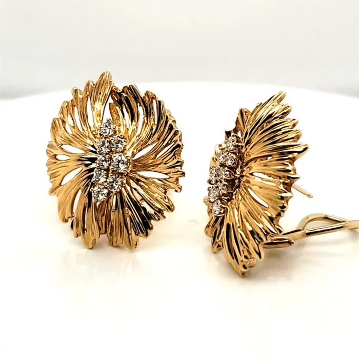 Henry Danker 18Kt Yellow Gold and Diamond Earrings