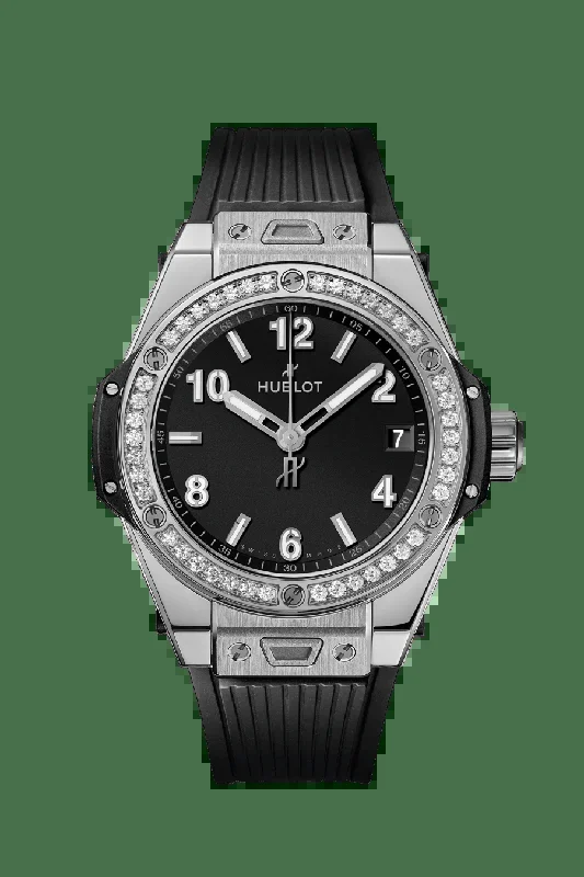 Hublot Big Bang One Click with Black Dial in Stainless Steel with Diamond Bezel 39mm