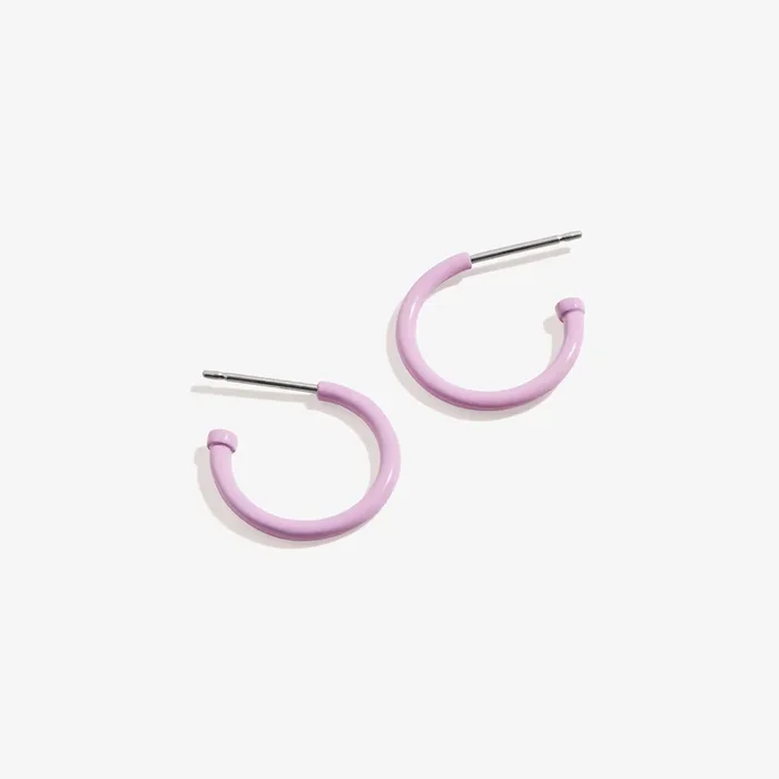 Huggie Hoop Earrings, Purple
