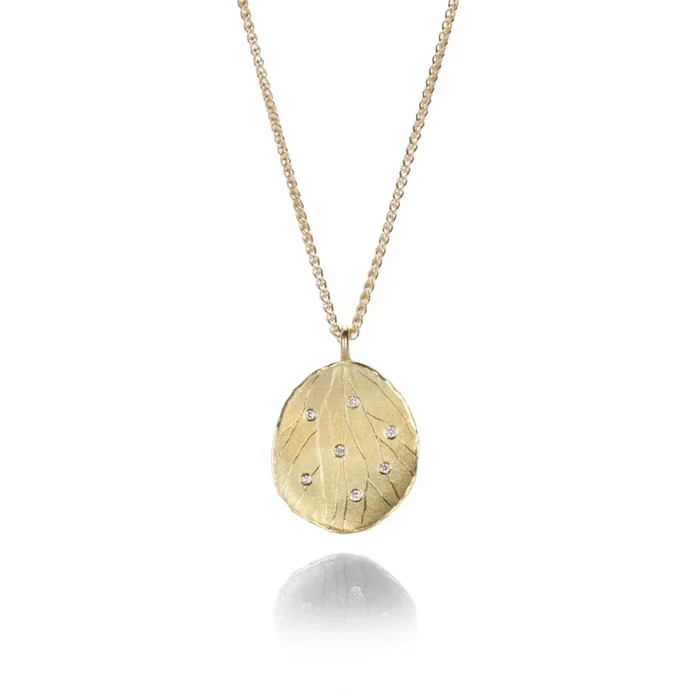 Hydrangea Petal Necklace with Diamonds
