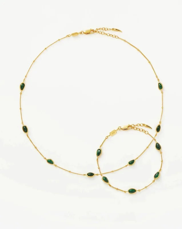 Iconic Magma Gemstone Choker & Bracelet Set | 18k Gold Vermeil/Malachite