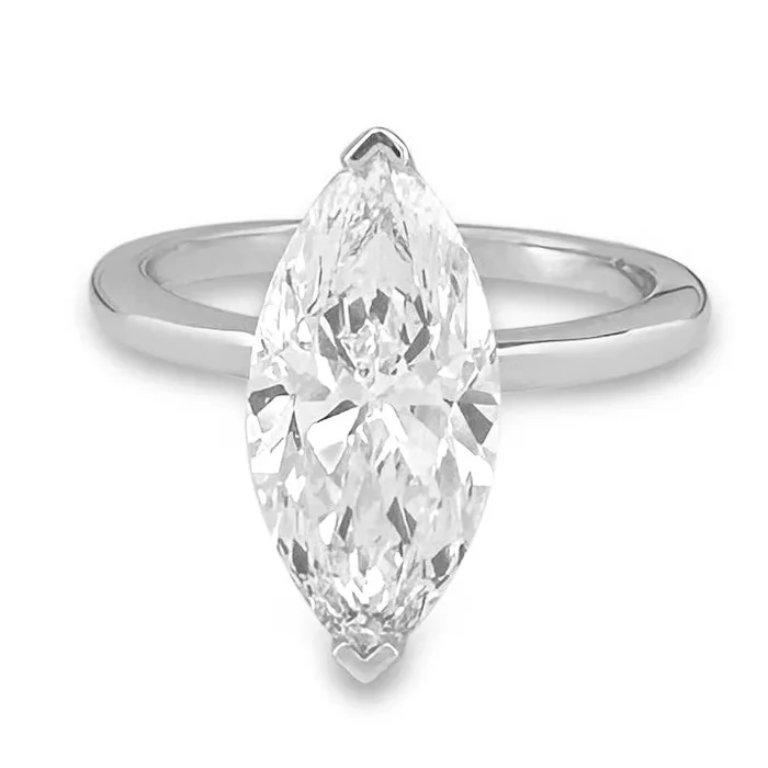 IGI Graded 3ct Marquise with Round Brilliant Lab-Grown Diamond Hidden Halo Engagement Ring in 14k White Gold