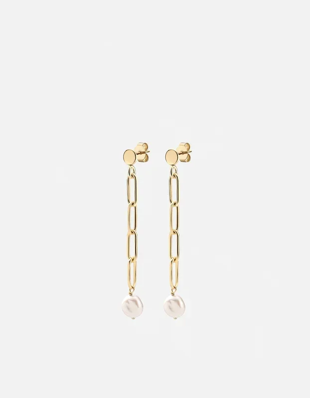 Imani Pearl Earrings, Gold Vermeil