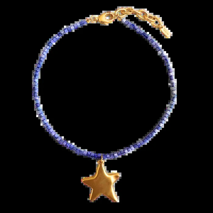 Indigo Beaded Star Necklace