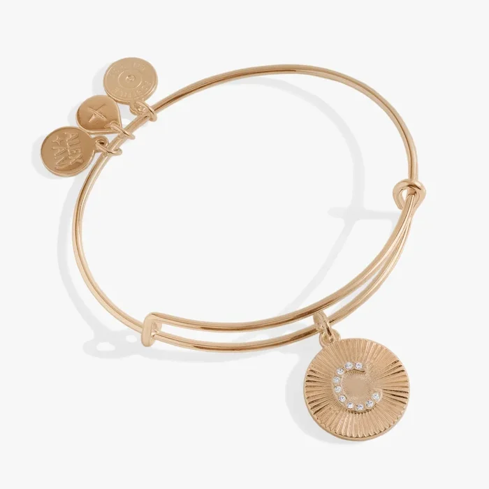 Initial C Pave Starburst Texture Bangle
