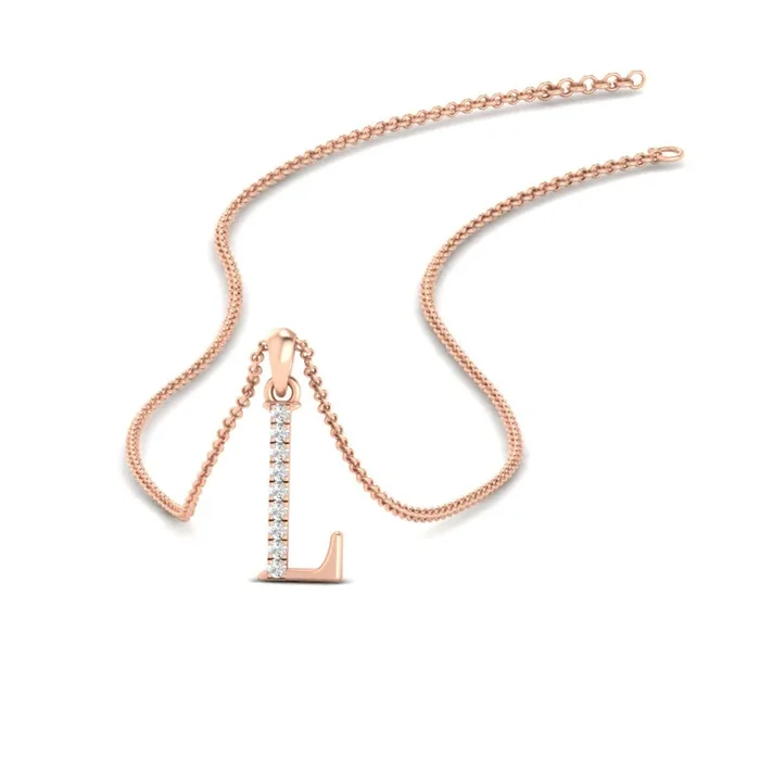 Initial Letter L Charm Diamond Pendant