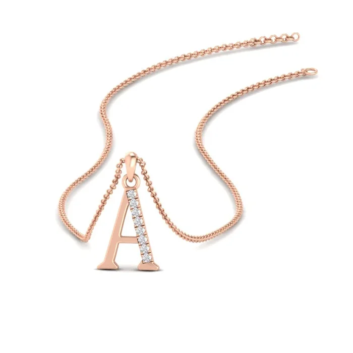 Initial Pendant – Alphabet A With Diamond