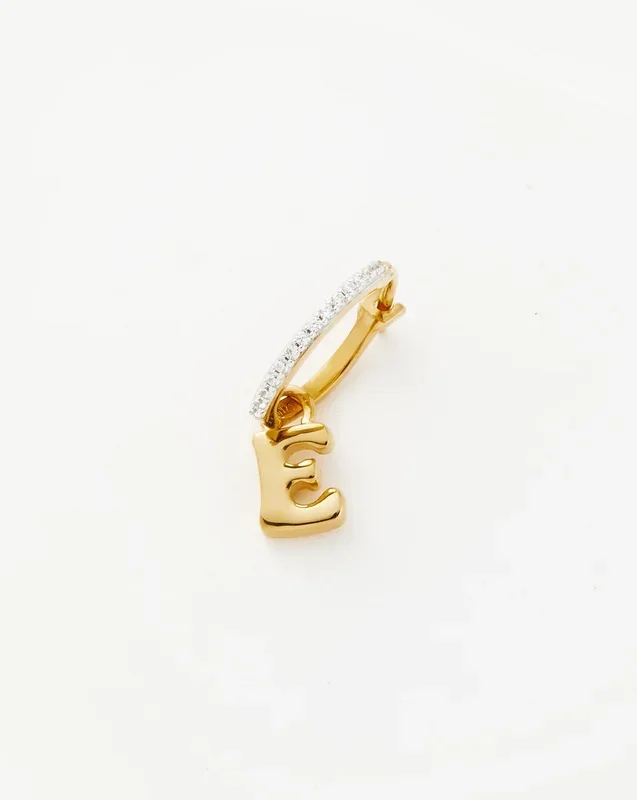Initial Single Charm Hoop Earring – Initial E | 18k Gold Vermeil