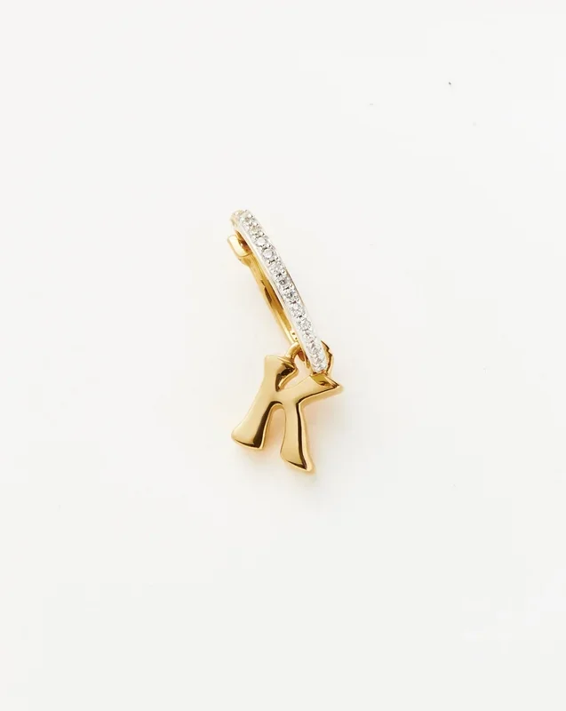 Initial Single Charm Hoop Earring – Initial K | 18ct Gold Vermeil