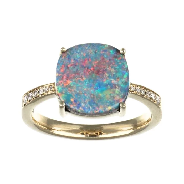 Inlay Opal Ring (Inlay Opal White Diamond 0.06 cts.)