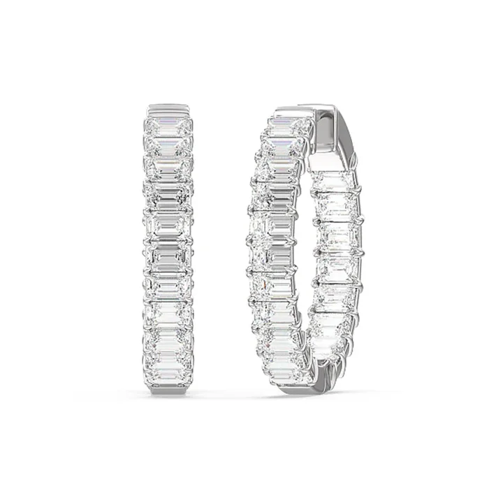 Inside-Out Emerald Shape Hoop Earrings