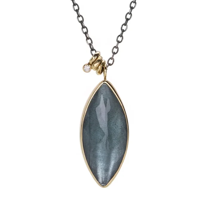 Inverted Marquise Aquamarine Pendant Necklace