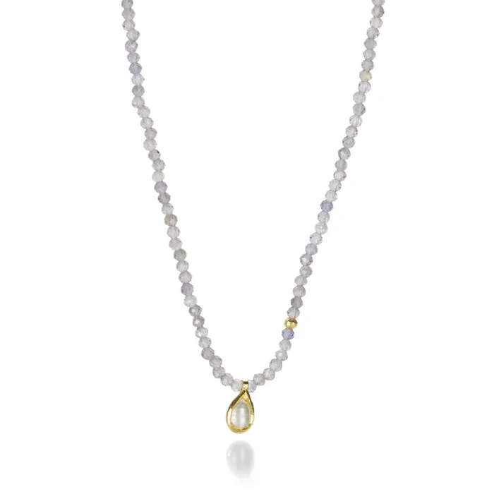 Iolite and Pearl Necklace