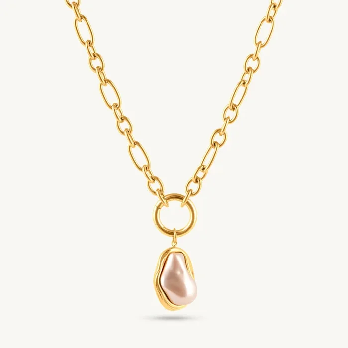 Irregular Pearl Chain Necklace