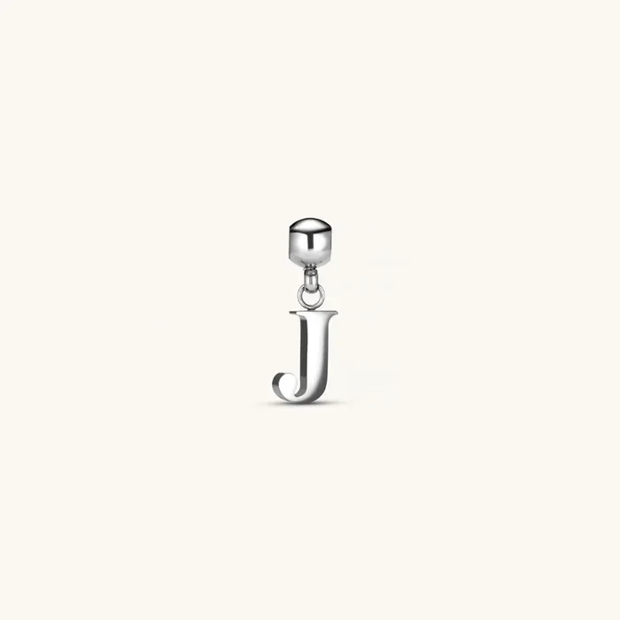 J Classic Initial Charm Silver