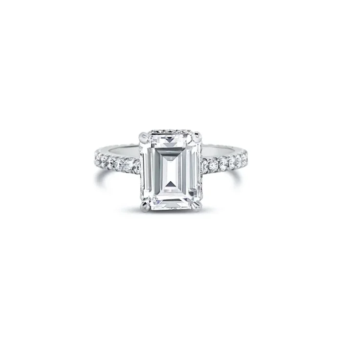 Jack Kelége 18k Gold Emerald-Cut Diamond Hidden Halo Engagement Ring