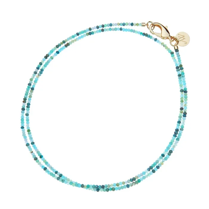 Jane Win Double Wrap Diamond-Cut Multi-Stone Beaded Necklace 32″
