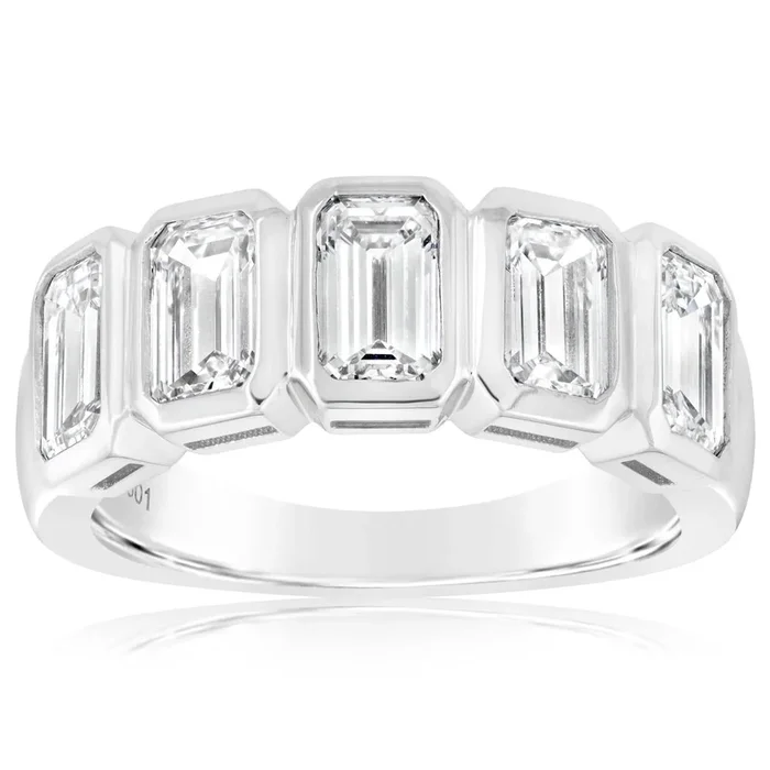 JB STAR 2.60 Carat Emerald Cut Bezel Set Diamond Band