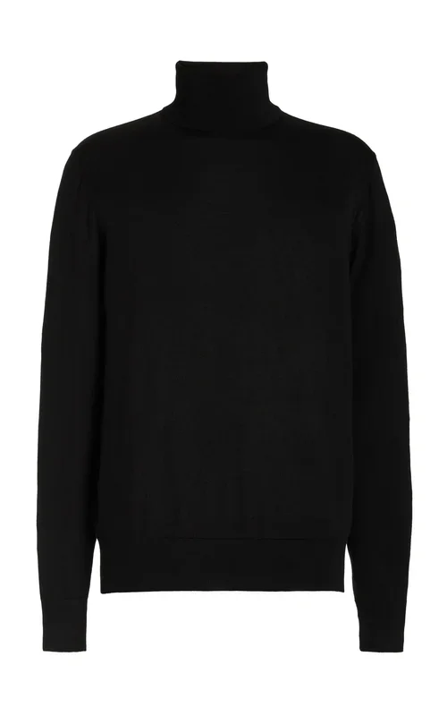 Jermaine Knit Turtleneck in Black Merino Wool