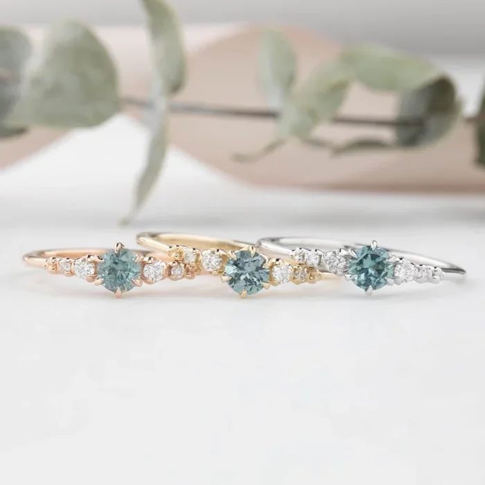 【即日配送】エステルフルールリング ・0.30ct・モンタナ産ライトブルーサファイア・K14YG
