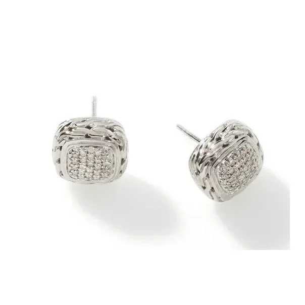 John Hardy Sterling Silver Pave Diamond Earrings