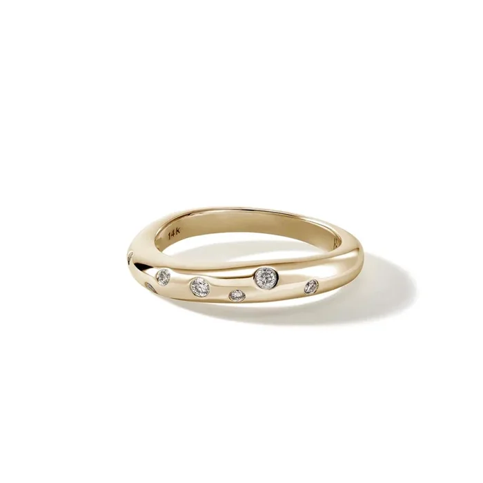 John Hardy Surf Ring in 14kt Yellow Gold with Diamonds (1/10ct tw)