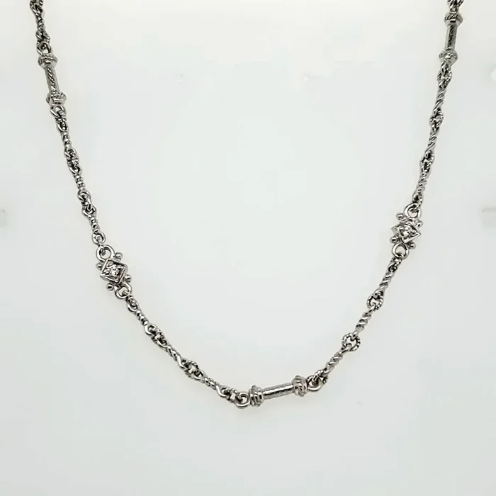 Judith Ripka 18kt White Gold Diamond Station Necklace