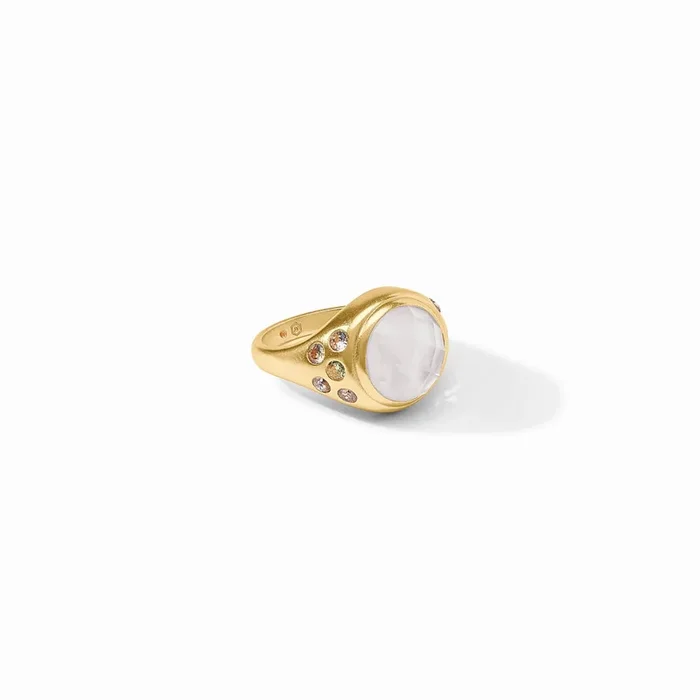 Julie Vos Rainbow Statement Ring – Iridescent Clear Crystal