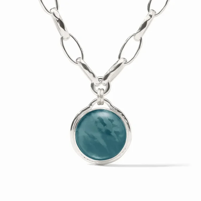 Julie Vos Silver Solara Statement Necklace – Iridescent Montana Blue