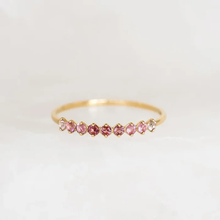 July Birthstone Ring 14k Gold – Ombre Tourmaline