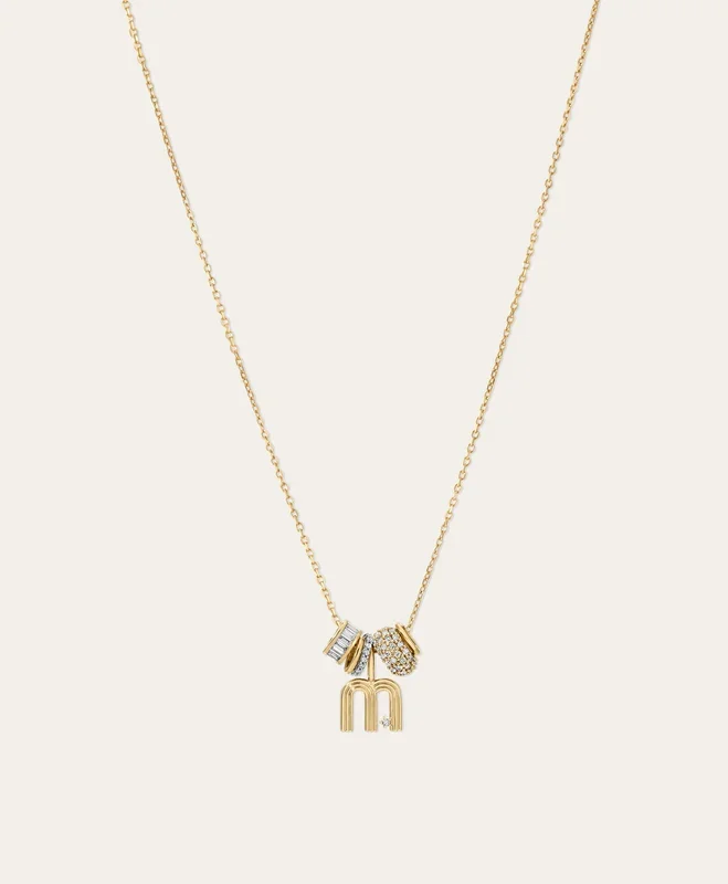 Kaia Groovy Initial Mini Charm Luxe Mini Bead Necklace