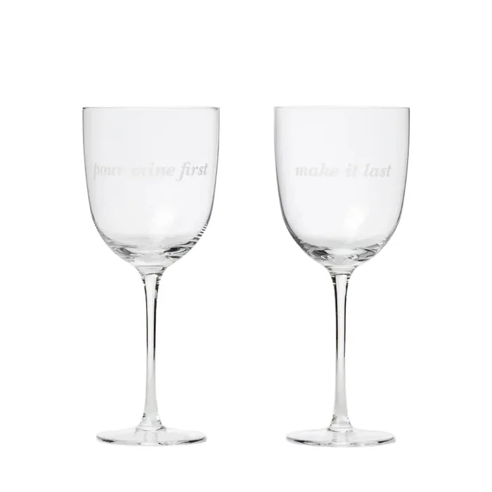 Kate Spade Pour Mine First & Make It Last, Wine Glasses, Set of 2