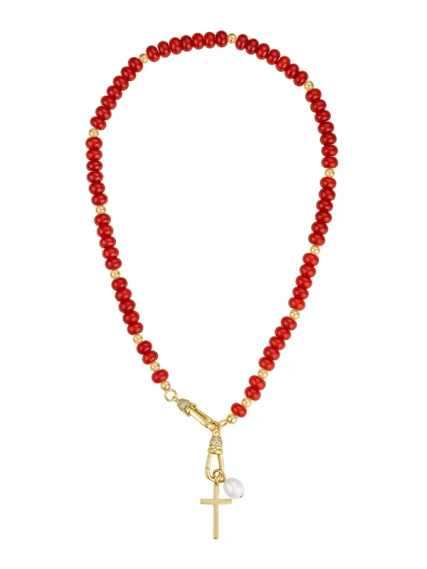 Katherine Cross Gemstone Necklace