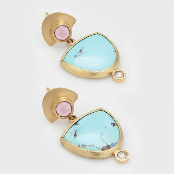 Kazakhstan Golden Hill Turquoise Earrings
