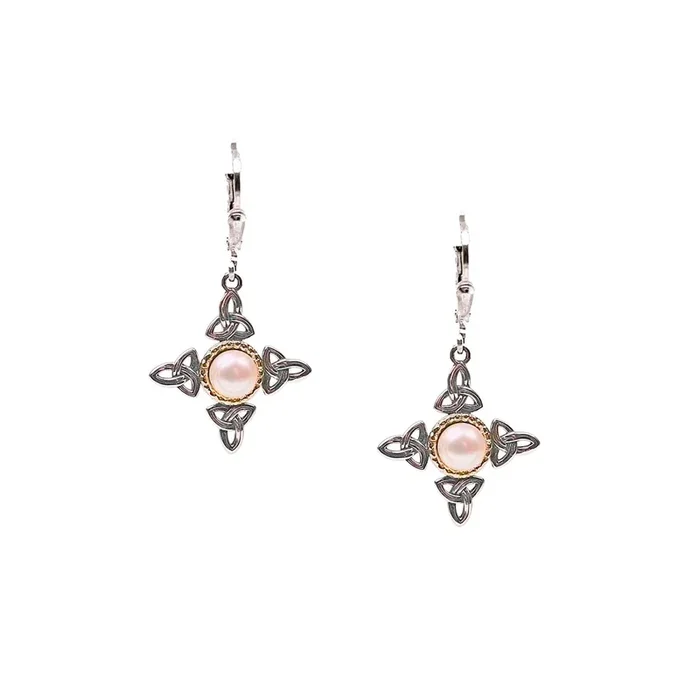 Keith Jack Aphrodite Cultured Freshwater Pearl Drop Earrings in Sterling Silver and 10kt Yellow Gold (5mm pearls)