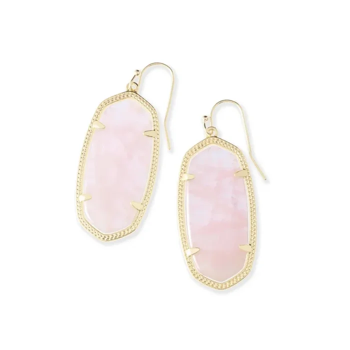 Kendra Scott Elle Gold Drop Earrings in Rose Quartz