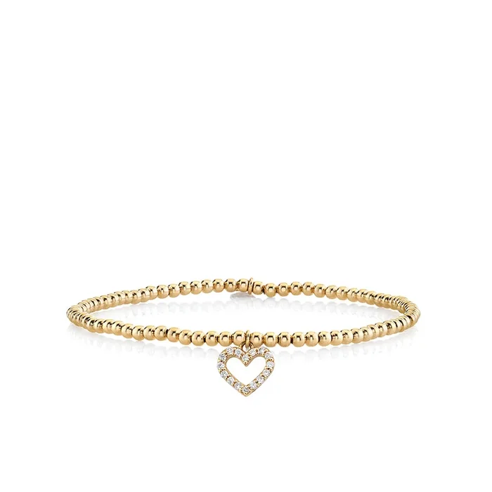 Kids Collection Gold & Diamond Heart on Gold Beads