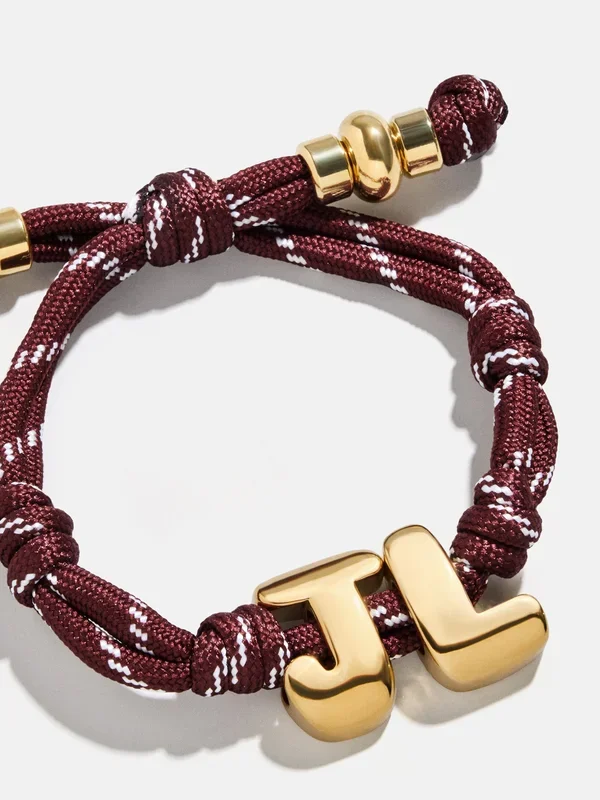 Knotty Initial Custom Bracelet – Maroon Double Letters